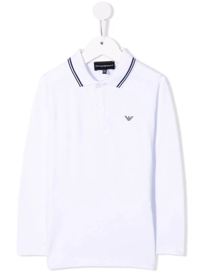 Emporio Armani Kids' Chest Logo-print Polo Shirt In White