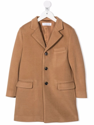 Colorichiari Kids' Fitted Single-breasted Coat In Neutrals