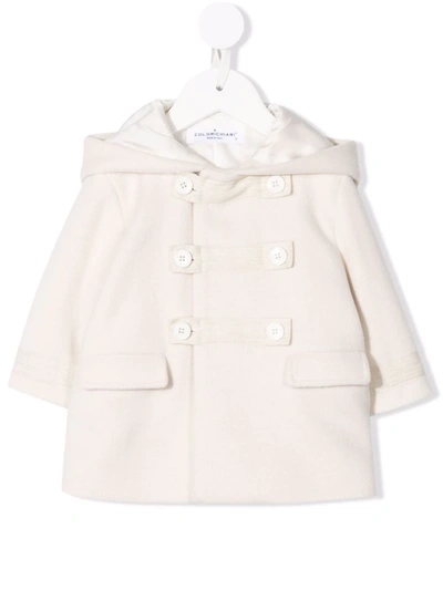 Colorichiari Babies' Hooded Double-breasted Coat In Neutrals