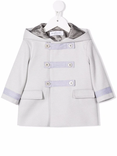 Colorichiari Babies' Hooded Double-breasted Coat In Grey