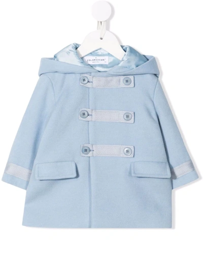Colorichiari Babies' Double-breasted Hooded Coat In Blue