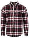 SAINT LAURENT OVERSIZED WESTERN CHECK PRINT SHIRT RED AND BLACK