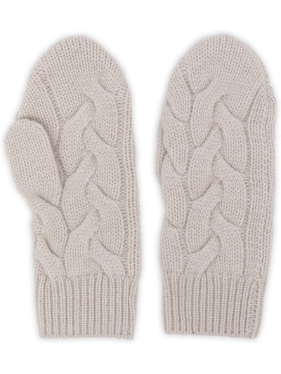 N•peal Cashmere Cable-knit Mittens In Weiss