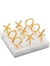 Jonathan Adler Gold Tone And White Marble Tic-tac-toe Set In Nude