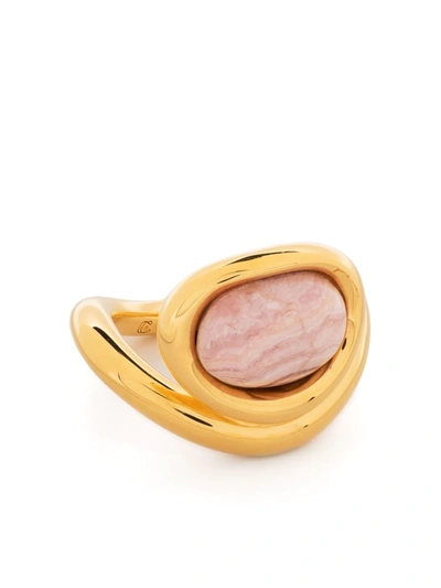 Charlotte Chesnais Small Framed Rhodochrosite Ring In Vermeil Rhodochros