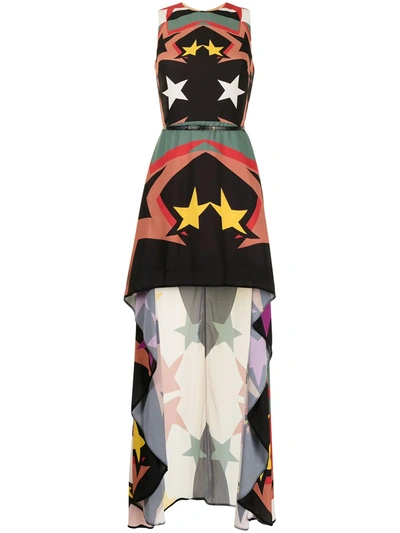 Elie Saab Star-print High-low Hem Dress In Schwarz