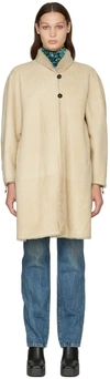 Isabel Marant Reversible Beige Abazoe Shearling Coat In 23ec Ecru