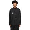Fumito Ganryu Logo-patch Draped Cotton Shirt In Black