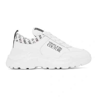 Versace Jeans Couture Speedtrack网眼&皮革运动鞋 In White
