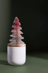 Anthropologie Frosted Bottle Brush Tree Candle In Red