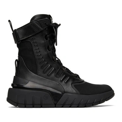 Balmain Black B-army High-top Sneakers In Eab Noir/blanc