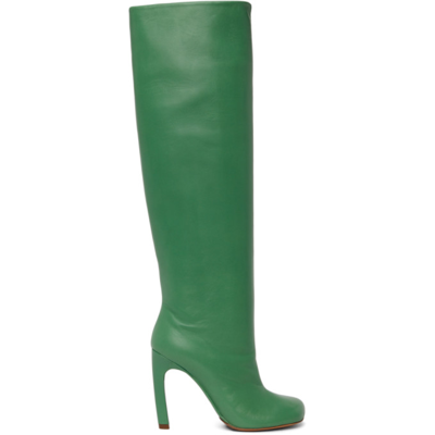 Dries Van Noten Green Leather Tall Boots In 608 Mint