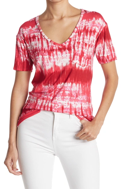 Go Couture Deep V-neck Boyfriend Tee In Pale Rosette