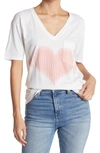 Go Couture Deep V-neck Boyfriend Tee In Ivory Print 1