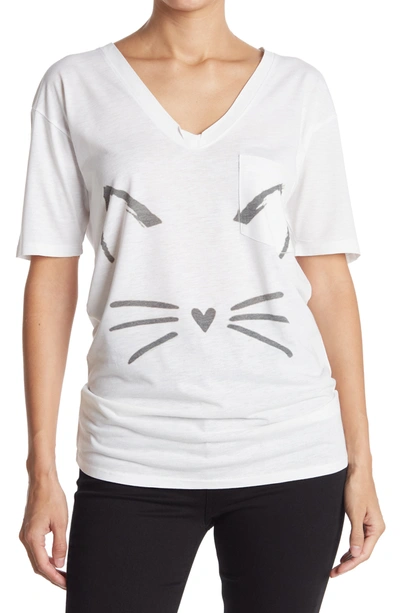 Go Couture Deep V-neck Boyfriend Tee In White Dye 1