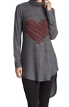 Go Couture Lion Turtleneck Tunic In Charcoal Print 2