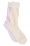 Abound Ribbed Crew Socks In Purple Herb- Ivory Multi