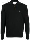VIVIENNE WESTWOOD LOGO-EMBROIDERED LONG-SLEEVE POLO SHIRT