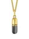 True Rocks Black Enamel & 18 Carat Gold Plated Mini Pill Charm On Gold Hoop In 金色