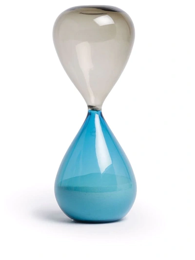 Venini Clessidra Murano Glass Hourglass In Taupe Grey, Aquamarine