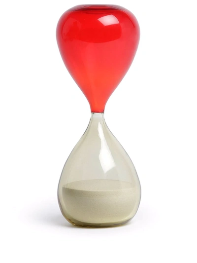 Venini Clessidra Murano Glass Hourglass In Straw Yellow, Red