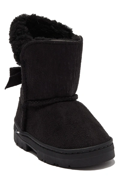 Bebe Kids' Bow Shaft Faux Shearling Lined Cold Weather Boot In Black