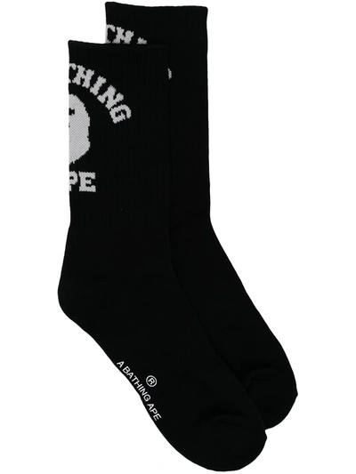 A Bathing Ape Logo-print Socks In 黑色