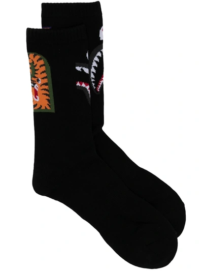 A Bathing Ape Logo-print Socks In 黑色