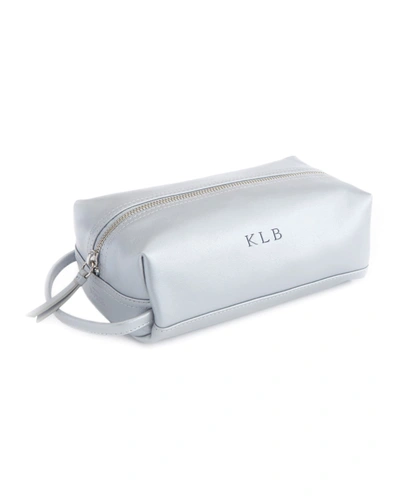 ROYCE NEW YORK MONOGRAMMED COMPACT LEATHER TOILETRY BAG,PROD168100134