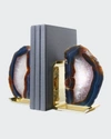 Anna New York Fim Agate & Brass Bookends
