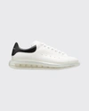 Alexander Mcqueen Exaggerated-sole Suede-trimmed Leather Sneakers In White Pattern