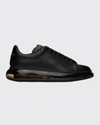 Alexander Mcqueen Men's Oversized Clear-sole Sneakers In Black