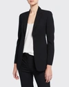 Akris Leather-collar Wool Jacket In Black