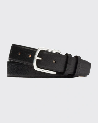 W. Kleinberg Men's Tucson Bison Belt W/ Nickel Buckle In Black