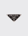 Prada Enamel Triangle Logo Clip Earring, Left In Black