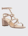 Valentino Rockstud Caged 60 Leather Ankle Strap Sandal In Multi