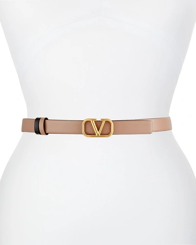 Valentino Vlogo Leather Belt In Brown