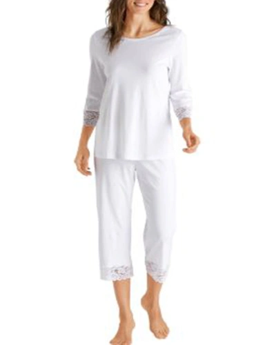 HANRO MOMENTS LACE-TRIM CROPPED PAJAMA SET,PROD168860187