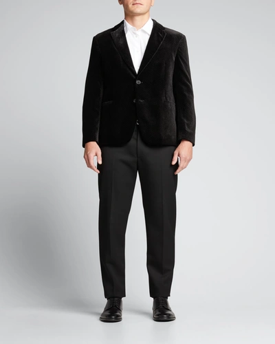 Giorgio Armani Men's Textured Velvet Sport Jacket In Black
