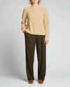 Vince Mock-neck Shaker Rib Cashmere Sweater In Fauna