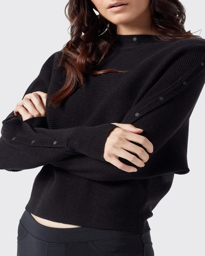 Blanc Noir Portola Sweater With Golden Buttons In Black