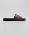 Alexander Mcqueen Men's Heart-print Logo Pool Slide Sandals In Blackred