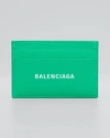 Balenciaga Men's Calfskin Cash Card Holder In Greenwhite