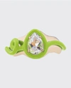 BEA BONGIASCA SQUIGGLE RING IN LIME GREEN ENAMEL AND ROCK CRYSTAL,PROD166470314