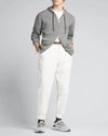 Brunello Cucinelli Men's Cashmere Zip Cardigan Hoodie In Cg217 Med Grey