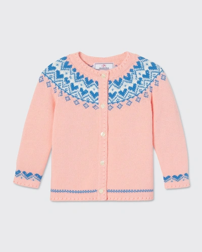Classic Prep Childrenswear Kids' Girl's Sage Fair Isle Cardigan In Impatiens Pink