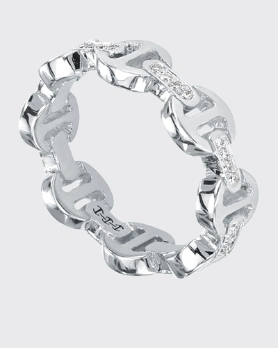 Hoorsenbuhs 18k White Gold Dame Tri-link With Diamond Bridges Ring In Wg