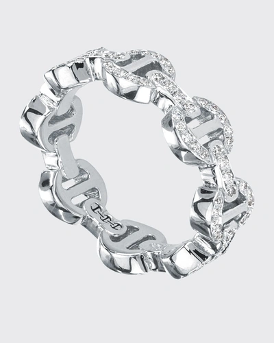 Hoorsenbuhs 18k White Gold Dame Tri-link Antiquated Ring With Diamonds In Wg