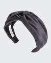 Jennifer Behr Twisted Silk Satin Headband In Ruby