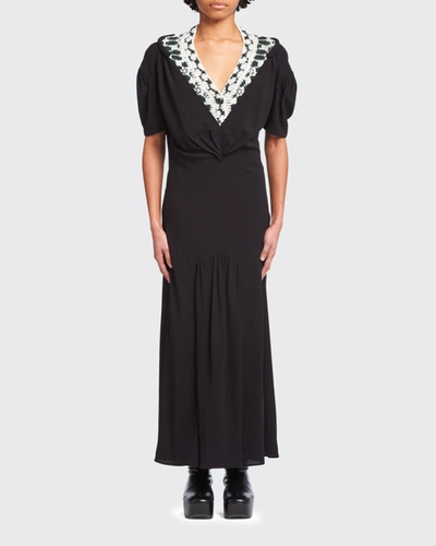 Prada Sable Mermaid Dress With Jacquard Insert In Black